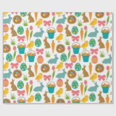 Happy Easter Eggs Bunny Chicks Patten Cadeaupapier (Vlak)