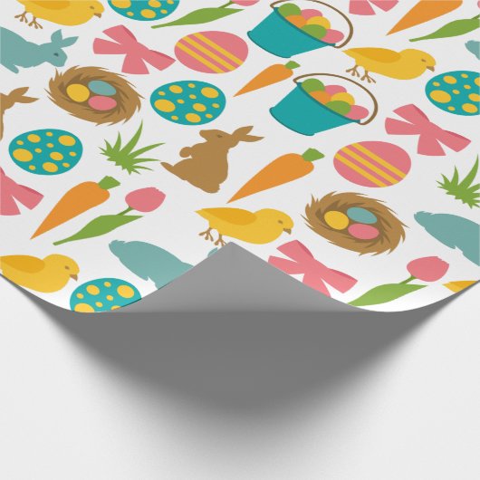Happy Easter Eggs Bunny Chicks Patten Cadeaupapier (Hoek)