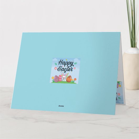 Happy Easter Eggs Bunny & Flowers Kaart (Achterkant)