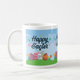 Happy Easter Eggs Bunny & Flowers Koffiemok