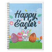 Happy Easter Eggs Bunny & Flowers Notitieboek (Voorkant)