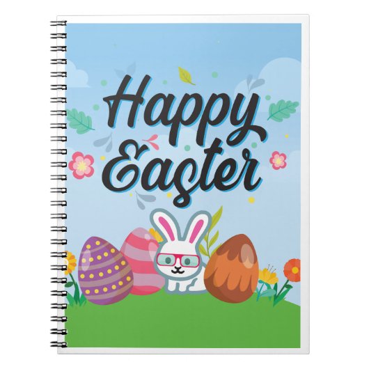Happy Easter Eggs Bunny & Flowers Notitieboek (Voorkant)