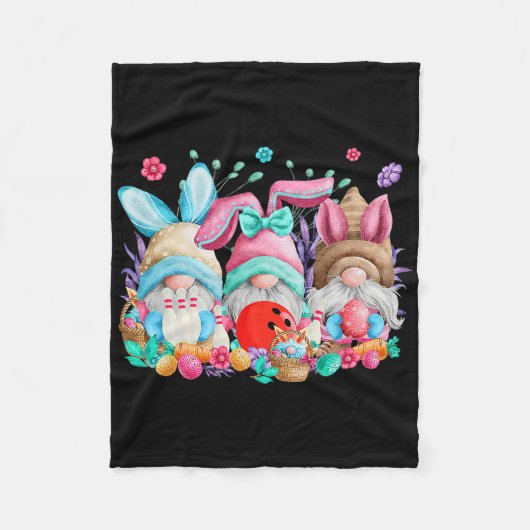 Happy Easter Eggs Bunny Gnomes Bowling Lover Easte Fleece Deken (Voorkant)