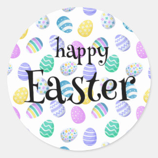 Happy Easter Eggs Colorful Pattern Ronde Sticker
