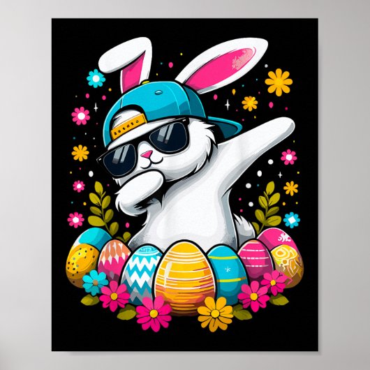 Happy Easter Eggs Cool Dabbing Bunny Poster (Voorkant)