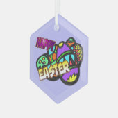 Happy Easter Eggs Cust.BG Glass Ornament (Voorkant links)
