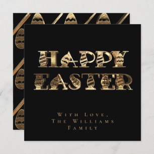 Happy Easter Eggs Elegant Black and Gold Easter Feestdagenkaart