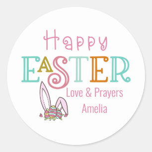 Happy Easter Eggs en Bunny Ears Colorful Ronde Sticker