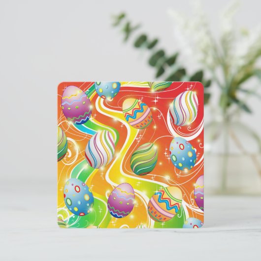 Happy Easter Eggs Festive Pattern Kaart (Staand voorkant)