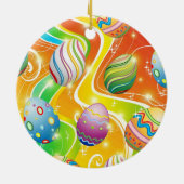 Happy Easter Eggs Festive Pattern Keramisch Ornament (Achterkant)