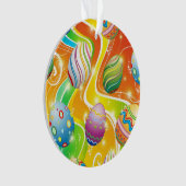 Happy Easter Eggs Festive Pattern Ornament (voorkant)