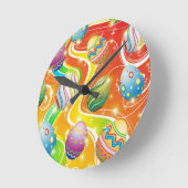 Happy Easter Eggs Festive Pattern Ronde Klok (Hoek)