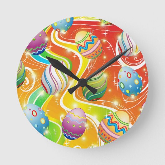 Happy Easter Eggs Festive Pattern Ronde Klok (Voorkant)