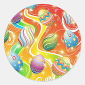 Happy Easter Eggs Festive Pattern Ronde Sticker (Voorkant)