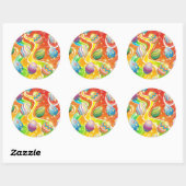 Happy Easter Eggs Festive Pattern Ronde Sticker (Vel)