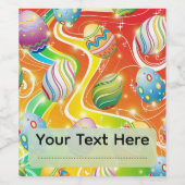 Happy Easter Eggs Festive Pattern Wijn Etiket (Enkel label)