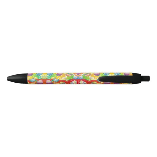 Happy Easter Eggs Festive Pattern Zwarte Inkt Pen (Achterkant)