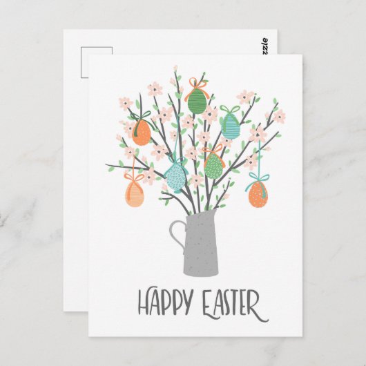 Happy Easter Eggs Floral Trees | FEESTDAGEN Briefkaart (Voorkant / Achterkant)