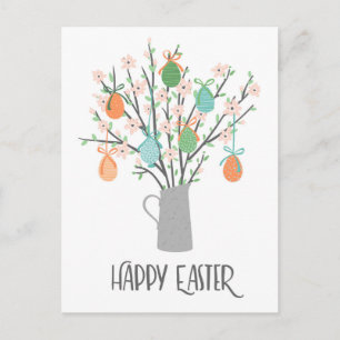 Happy Easter Eggs Floral Trees   FEESTDAGEN Briefkaart