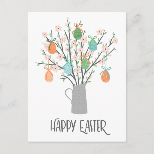 Happy Easter Eggs Floral Trees | FEESTDAGEN Briefkaart (Voorkant)