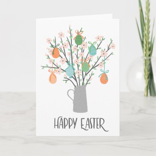 Happy Easter Eggs Floral Trees | FEESTDAGEN Kaart (Voorkant)
