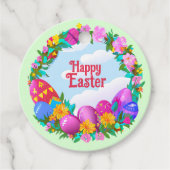 Happy Easter Eggs Floral Wreate Bedankjes Labels (Voorkant)