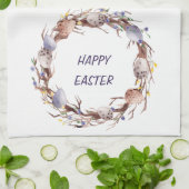 Happy Easter Eggs Floral Wreate Theedoek (Gevouwen)