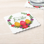 Happy Easter Eggs Flowers-23798 Kartonnen Onderzetters (Gebogen)