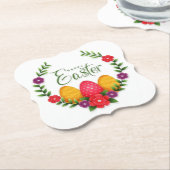 Happy Easter Eggs Flowers-23798 Kartonnen Onderzetters (Gekanteld)