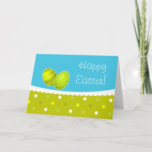 Happy Easter Eggs Groen Blauw Design Feestdagen Kaart (Voorkant)