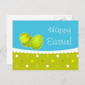 Happy Easter Eggs Groen Blauw Design Feestdagenkaart (Voorkant / Achterkant)