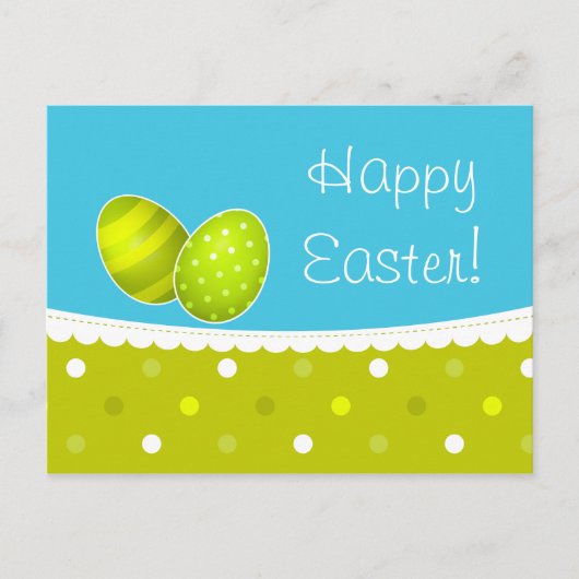 Happy Easter Eggs Groen Blauw Design Feestdagenkaart (Voorkant)