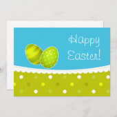 Happy Easter Eggs Groen Blauw Design Feestdagenkaart (Voorkant / Achterkant)