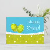 Happy Easter Eggs Groen Blauw Design Feestdagenkaart (Staand voorkant)