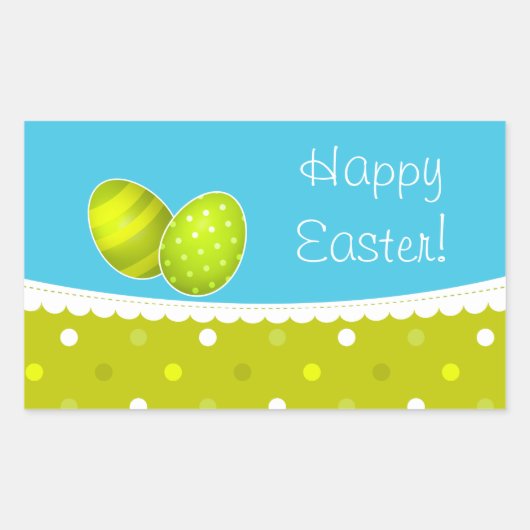 Happy Easter Eggs Groen Blauw Design Rechthoekige Sticker (Voorkant)