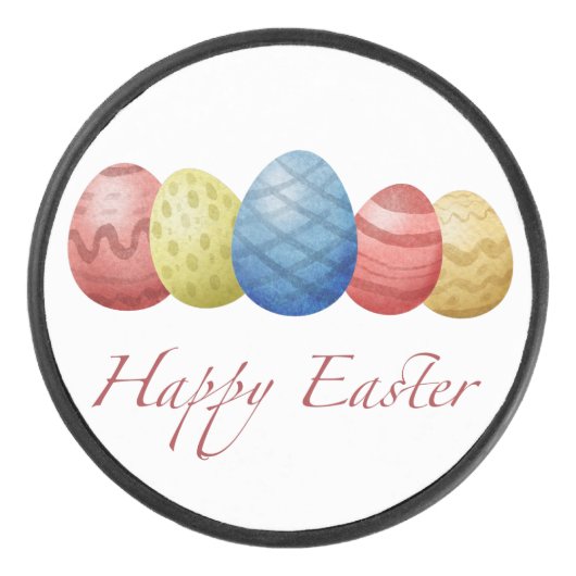 Happy Easter Eggs Hockey Puck – Leuke Vakantie Spo (Voorkant)