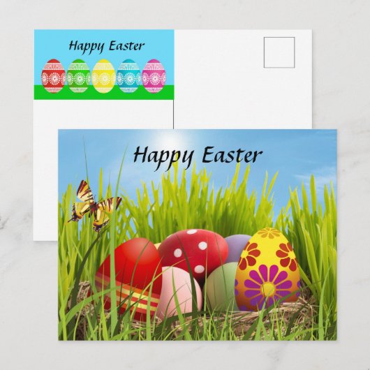 Happy Easter Eggs Holiday Briefkaart (Voorkant / Achterkant)