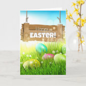 Happy Easter Eggs Houten bord begroeting Kaart (Gele Bloem)