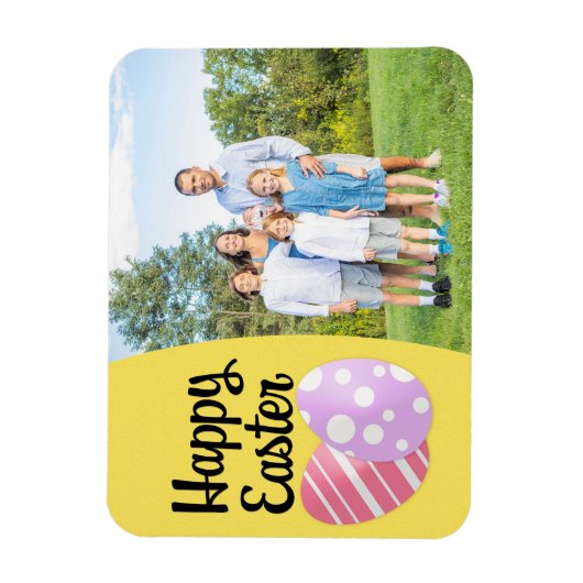 Happy Easter Eggs op Yellow Custom Photo Lijst Magneet (Verticaal)