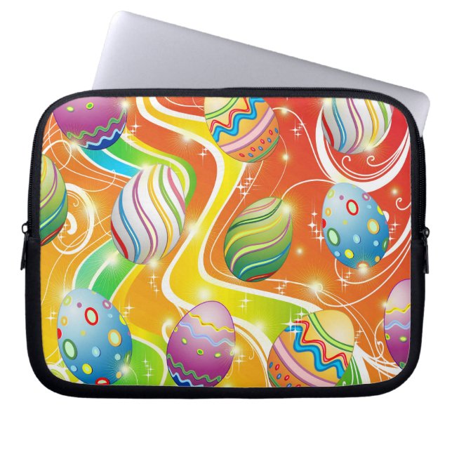 Happy Easter Eggs Ornamental Design Laptop Sleeve (Voorkant)