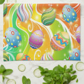 Happy Easter Eggs Ornamental Design Theedoek (Gevouwen)