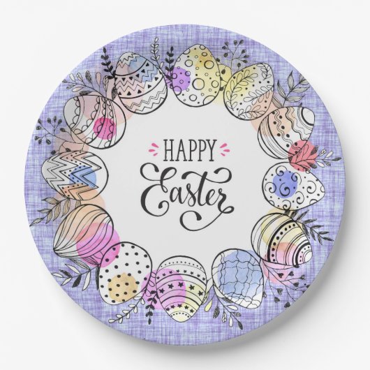 Happy Easter Eggs Paper-Bord Papieren Bordje (Voorkant)