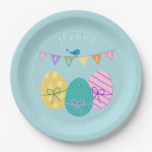 Happy Easter Eggs Papieren Bordje (Voorkant)