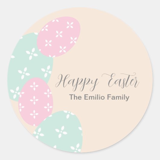 Happy Easter Eggs Pastel Birthday Ronde Sticker (Voorkant)