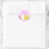 Happy Easter Eggs Pink Background Ronde Sticker (Tas)