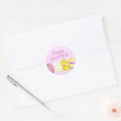 Happy Easter Eggs Pink Background Ronde Sticker (Envelop)