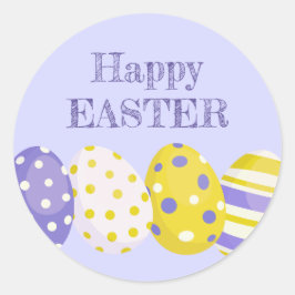 Happy Easter Eggs Purple Background Ronde Sticker