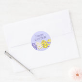 Happy Easter Eggs Purple Background Ronde Sticker (Envelop)