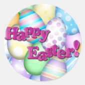 Happy Easter Eggs Ronde Sticker (Voorkant)