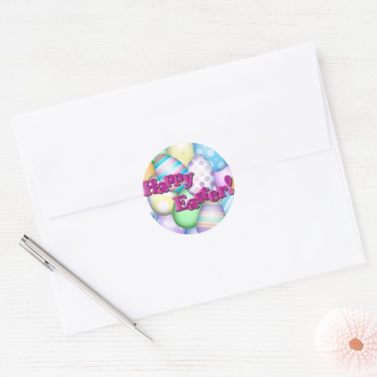 Happy Easter Eggs Ronde Sticker (Envelop)